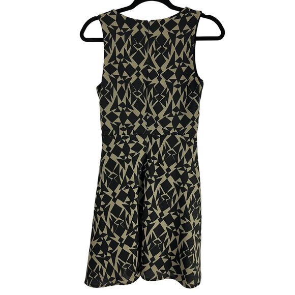 Anthropologie Everly Black/Tan Fit & Flare Geometric Fully Lined Dress Size S - Picture 2 of 7